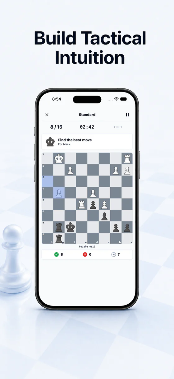 Chessticize running a Standard puzzle Sprint on iPhone